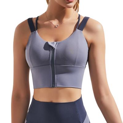 China News Zipper Sports Women's Underwear Gathering Breathable Fitness Running Bra Yoga Vest With Beautiful Back for sale