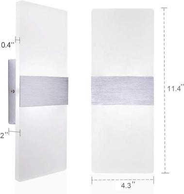 China Modern Indoor Rectangular Acrylic 12W LED Wall Lamp AC110V/220V Abajur Sconce Bedroom Decorate Wall Lights for sale