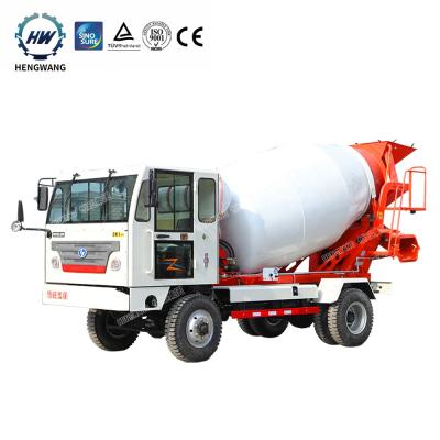 China Construction works HENGWANG HJGY-4.5 2 or 4 wheel drive automatic concrete mixer truck for sale
