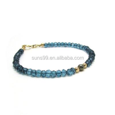 China New Design London Blue Topaz Bracelet, Delicate Stainless Steel Stacking Bracelet for sale