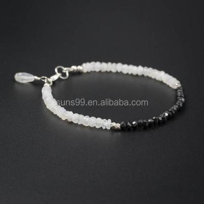 China Black Black Stainless Steel Spinel and Moonstone Bracelet Spinel Moonstone and Handmade Diy Seed Bead Bracelet for sale