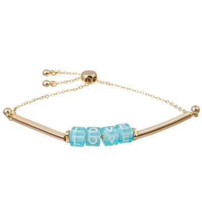 Китай Любовное письмо Boho голубое отбортовывает браслет звена цепи золота с трубкой металла продается