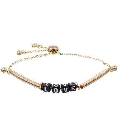 Китай Unisex шарики любовного письма цепных браслетов золота Boho черные с трубкой металла регулируемой продается