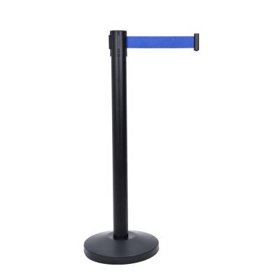 China Iron VIP Series Crowd Control Queue Black Ribbon Barrier Pole for sale