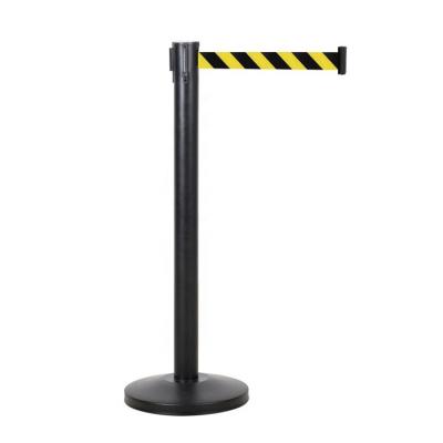 China Black iron quarantine stand with yellow and black belt for sale