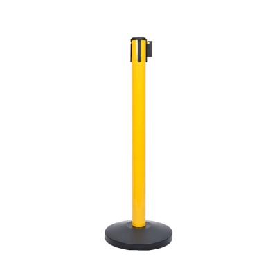 China Cross the yellow crowd control barriers with the yellow and black belt for sale