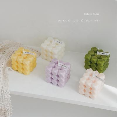China Birthdays Custom Simple Rubik's Cube Handmade Scented Candle For Home Decor Photo Wedding Gift for sale