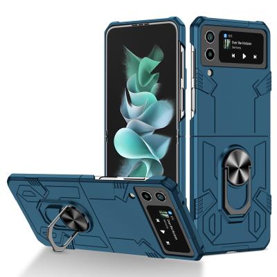 China Shockproof for samsung Z flip 4 cover case slim thin 360 degree rotating magnetic ring holder stand phone case for samsung z flip 3 z fold4 for sale