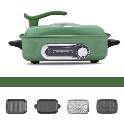 China Non-stick Surface Korea Style Nonstick Electric Baking Tray Multifunctional Electric Cooking Pot Baking Tray With Lid for sale