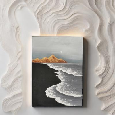 China Hand Painted Modern Wall Art 3d Sea Wave Texture Sand Beach Abstract Relief Painting Canvas Materials for Living Room Decoration for sale