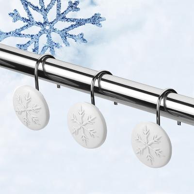 China Modern Christmas snowflower living room kitchen hooks shower curtain hooks rings bathroom shower curtain hooks for sale