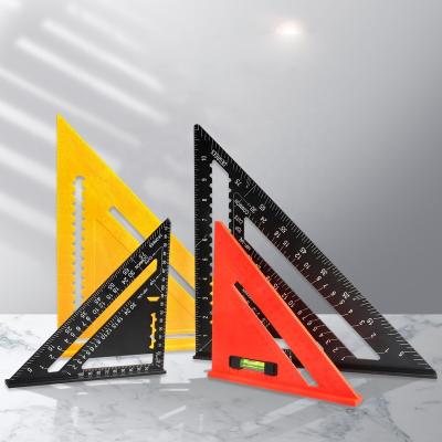 China Durable Angle Protractor Aluminum Triangle 7/12inch Speed Square Measuring Ruler Carpenter Woodworking Measuring Tool for sale