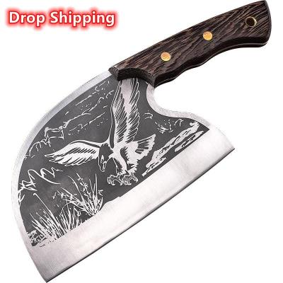 China Stocked Newest Handmade Forged eagle pattern Meat ribs ox bone Vegetables Slicing Chopping Tool chef Butcher clever knives for sale