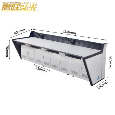 China Contemporary Five workstation L-type command center control console monitoring desk Conference office furniture monitoring computer desk for sale