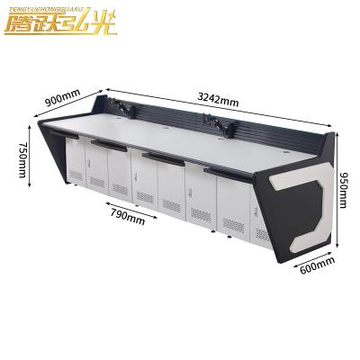 China Contemporary Five workstation C-type command center control console monitoring desk Conference office furniture monitoring computer desk for sale