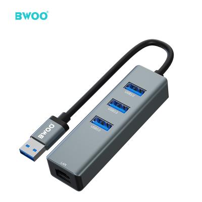 China High Speed USB3.0 5Gbps BWOO new products 4 in 1 left usb 3.0 hub charger hub aluminum alloy material 4 usb 3.0 hub for sale