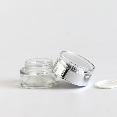 China 5G 10G 15G 20G 30G 100G Luxury Cosmetic Glass Jar, Custom Cosmetic Glass Jar Acrylic Lid for sale