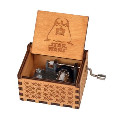 China Hand Crank Star Wars Lightweight and Portable Wooden Music Box for sale