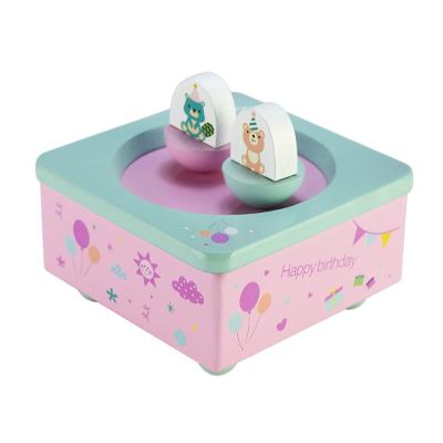 China Two dolls spin and revolution with music la doyee dolls wavy children's wooden music box cute spinning toys for children for sale