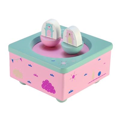 China Two dolls spin and revolution with music la doyee dolls wavy children's wooden music box cute spinning toys for children for sale