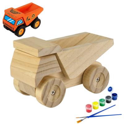 China DIY Wooden Screwdriver Truck Construction Assemble Painting Toy For Kids for sale