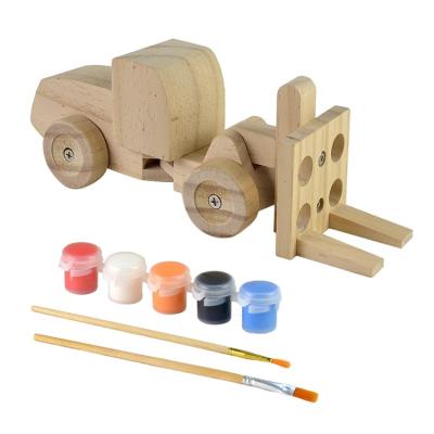 China Build By Screwdriver Truck Eco Friendly Wooden Assembled Industrial Drawing DIY Toys For Kids for sale