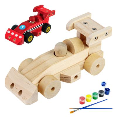 China Construction By Screwdriver Wooden DIY Kids Build Toy Painting Race Car for sale
