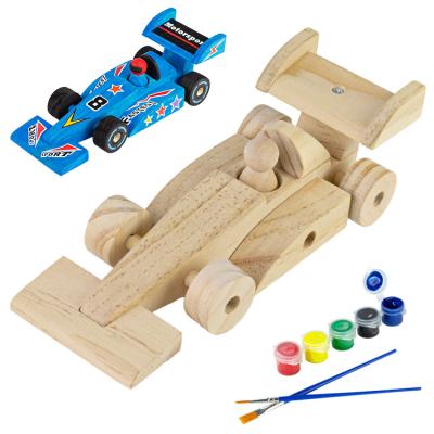 China Construction By Screwdriver Wooden DIY Kids Build Toy Painting Race Car for sale