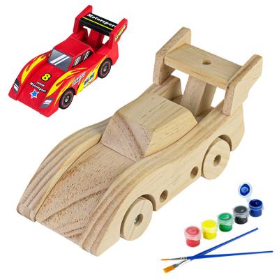 China Construction By Screwdriver Wooden DIY Kids Build Toy Painting Race Car for sale