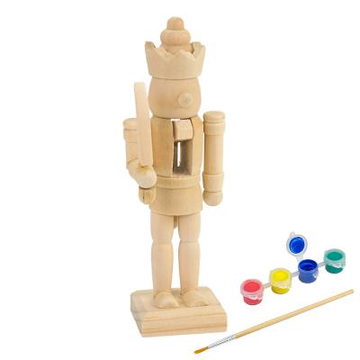 China Kids DIY Toys Wooden Christmas Ornament Diy Kids Toys Unpainted Nutcracker Soldiers for sale