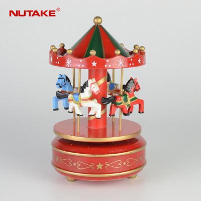 China China Wholesale Classic Wooden Carousel Music Box Sound And Rotate Music Box for sale