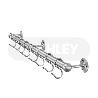 China Sustainable Rothley Easy Installation Kitchen Utensils Rail Storage Organizer Pot Bowl Cup Rack Metal Wall Hanging Hook Rod Hanger for sale