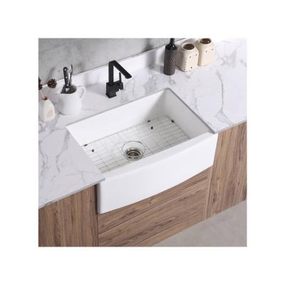 China Good Quality Undermount Farmhouse Modern Front Sink Ceramic Kitchen Basin Rectangular Apron for sale