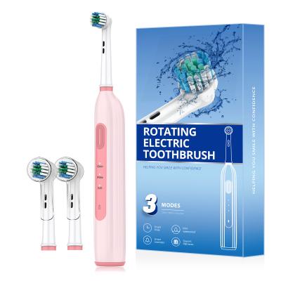 China Smart Rotating Electric Toothbrush Rechargeable Rotary Toothbrush with 2 Heads for sale