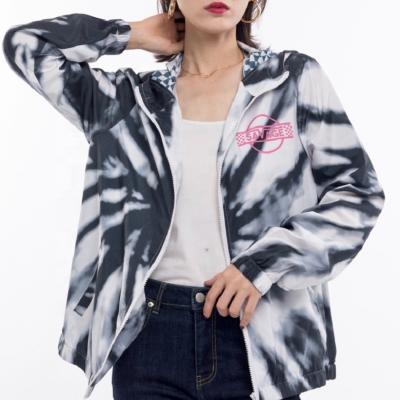 China Factory Wholesale Custom Tie Dye Printing Polyester Coat Hoodies Anorak Jacket Women QUICK DRY for sale