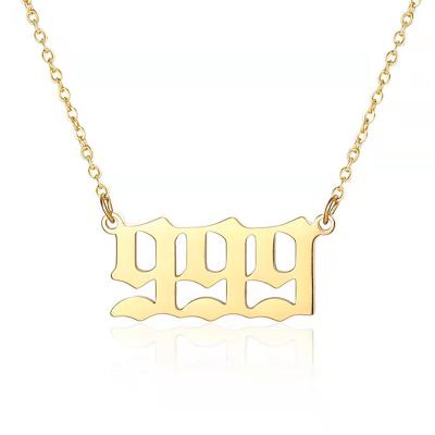 China FASHIONABLE Women's Pendant Chocker18K Gold Plated Stainless Steel Lucky Angel Number Necklace for sale