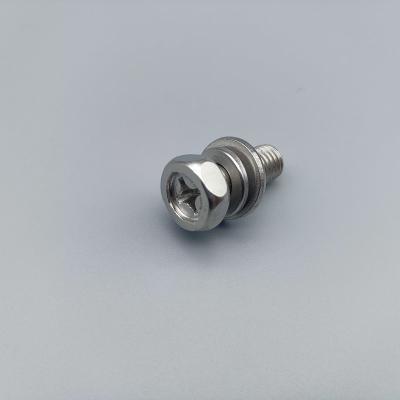 China Stainless Steel Cross Recessed Hex Bolt With Lock Washer And Plain Washer for sale