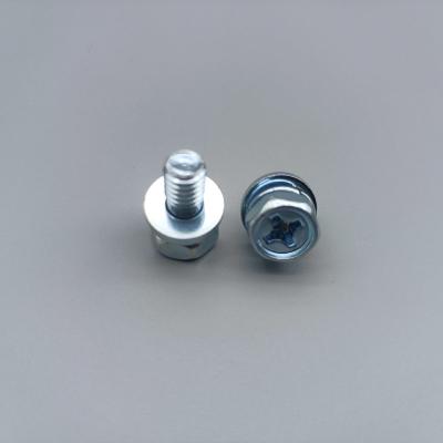 China Cross Recessed Blue White Zinc Plated Hex Head Bolt With Spring Flat Washers for sale