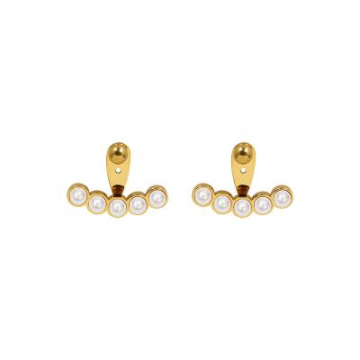 China Romantic Ins Style and Temperament French Imitation Pearl Earrings, Titanium Steel 18K Gold Plated Earrings for Women for sale