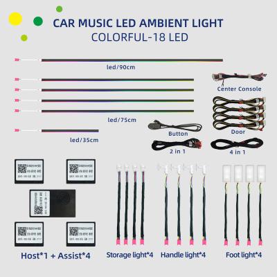 China Universal Car Strip Light 18 in-1 128 RGB Symphony Interior Decorative Colorful Car LED