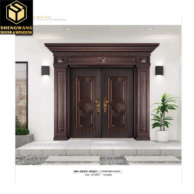 China Anti Theft Powder Coated Finish Modern Aluminum Entry Doors Commercial Grey for sale