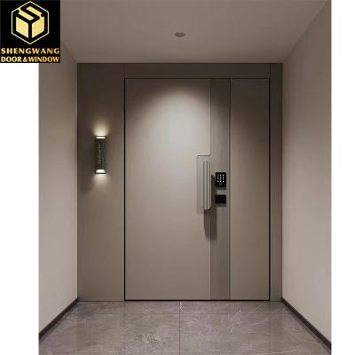 China Swig Left Stainless Steel Outswing Metal Door Brown Swinging Fire Doors for sale