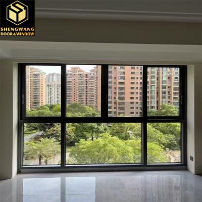 China Powder Coated Aluminum Sliding Swing Window Black Slide Up Aluminum Window for sale