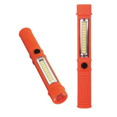 China COB working light+ flashlight 2 in 1 magnet AAA mini plastic portable led dry battery torch flashlight COB working light for sale