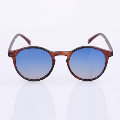 China 2020 Fashion Full Round Polarized Blue Gradient Anti UV400 Glossy Clear Polycarbonate Men's Sunglasses Brown for sale