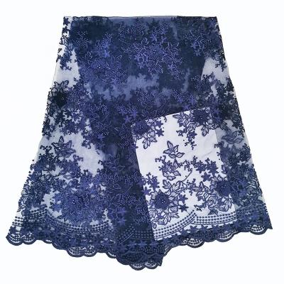 China Viable Lace Fabric Factory Stock 5 Yards Dress 3d Floral Lace Fabric Bridal Blue for sale