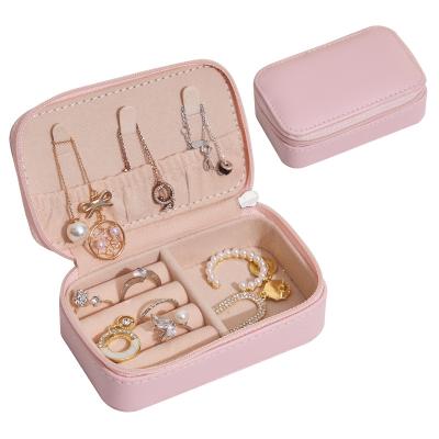 China Handmade Leather Velvet Ring Box Travel Velvet Necklace Ring Earring Jewelery Case Jewelry Gift Box Organizer for sale