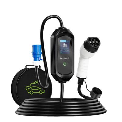 China RDC OEM ODM Wholesale Type 2 16A 32A 3.5KW 7kw Portable EV Charger Wallbox with DLB protection for sale