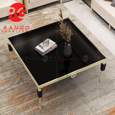 China (Size) Modern design RG01 2022 adjustable stainless steel leg marble and silver coffee table living room furniture for sale