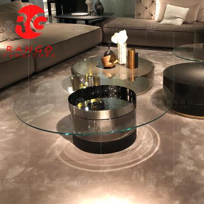 China (Size) Modern design RG01 2022 adjustable stainless steel leg marble and silver coffee table living room furniture for sale